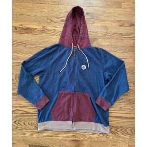 HippyTree‎ Mens Nomad Division Surf Stone Colorblock Full Zip Hoodie Blue Large